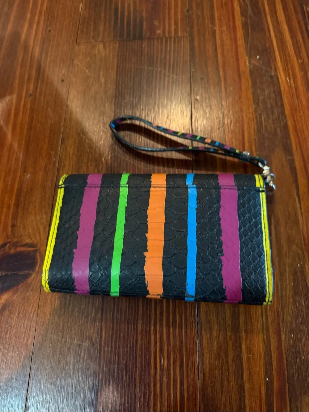 Victoria's Secret Black Wristlet with Multicolor Stripes